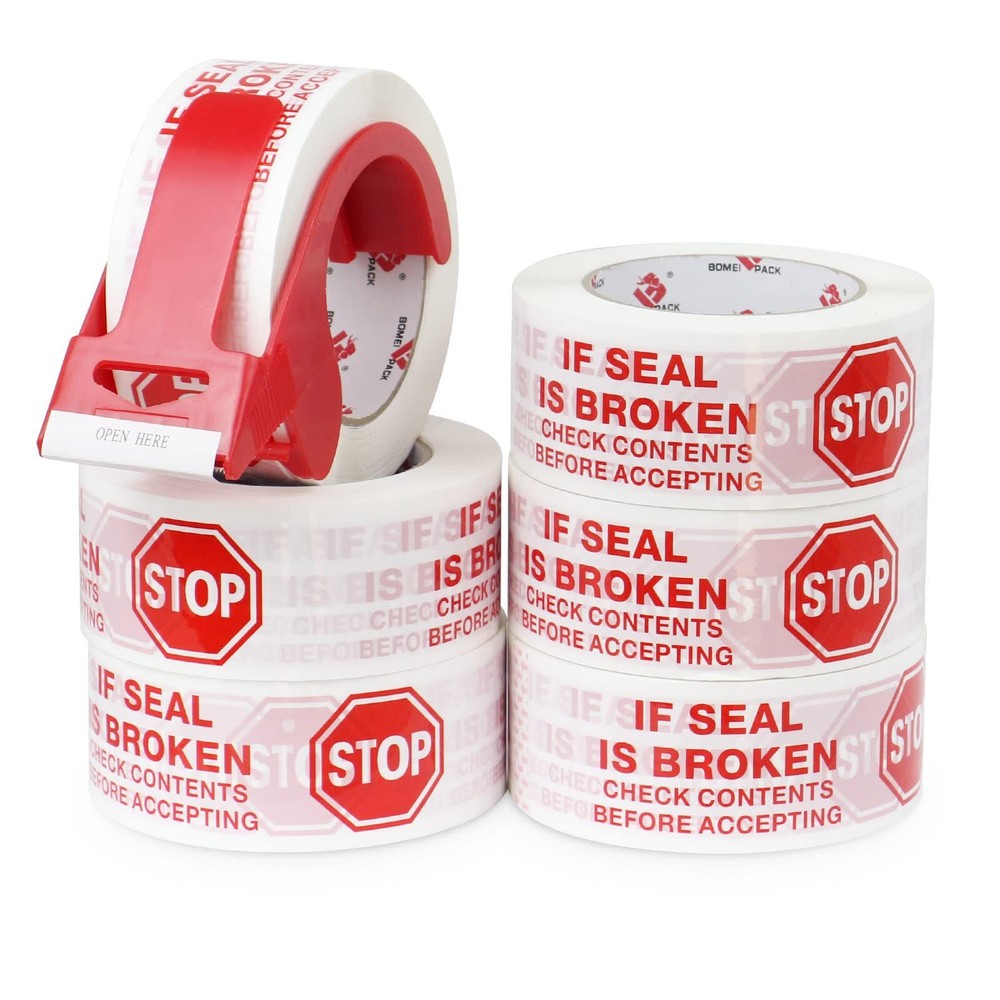 Stop Sign Sealing Tape White Pre-Printed Heavy Duty 2 Inch x 110 Yards 1 PCS