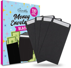 110 Pack Black Cash Envelopes for Money, 6.5 X 3.5In with Self-Adhesive, Thick 1