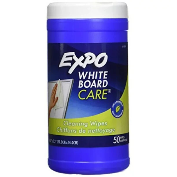 expo dry erase board cleaning wet wipes, 6 x 9 inches, 50 per container (81850)