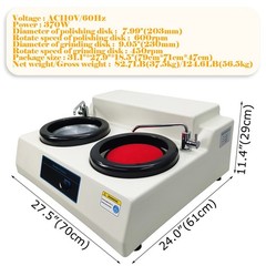 110V 370W Lab Table Double-disc Metallographic Sample Polishing Machine Φ7.99″