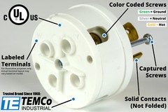TEMCO NEMA L6-30P Male Plug 30A 250V Locking UL Listed for Generator RV Welder