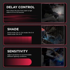 DIN 4/5-9/9-13 Auto Darkening Welding Helmet, True Color, 4 Arc Sensors
