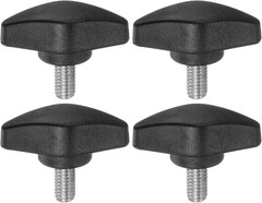 4Pcs Tee Wing Knobs Thumb Screws M6 X 12Mm Standard Male Thread Plastic T Knobs