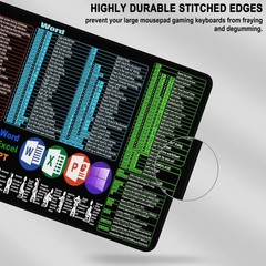 Large Excel Shortcuts Mouse Pad 31.5 x 15.7 Inch Office Desk Mat