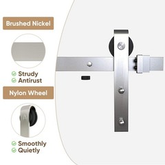 JUBEST 6.6FT Brushed Nickel Sliding Barn Door Hardware Kit Smoothly and Quiet…
