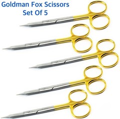 5 Pieces Surgical Goldman Fox Scissors Straight TC 13cm Dental Shears Veterinary