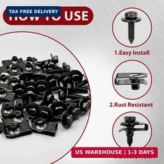 50 Pcs Automotive Body Bolts/Screws & U-Nut Clips Kit, Multipurpose Fender Bolts