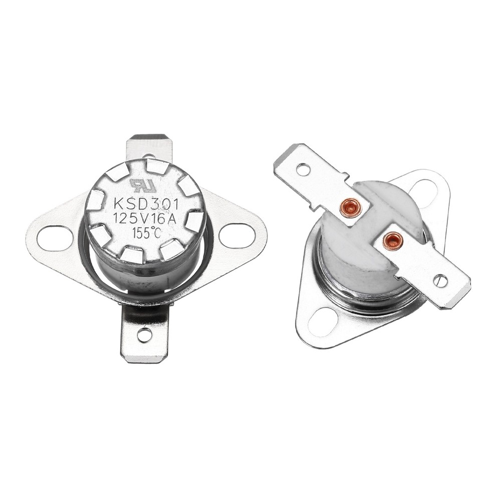 2 Pcs KSD301 Thermostat 155°C/311°F 16A NC Adjust Snap Disc Temperature Switch