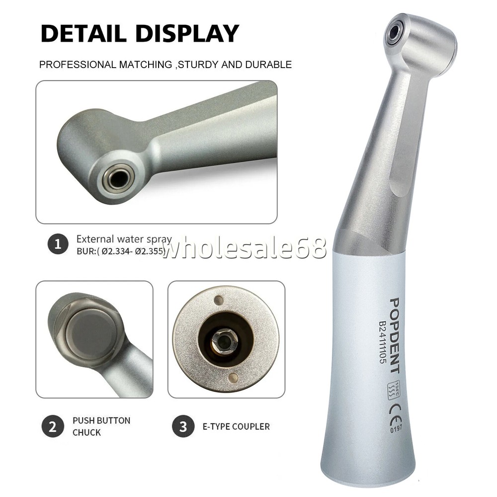 Dental Push Button Contra Angle Handpiece Slow Low Speed 1:1 E-type For NSK FX23
