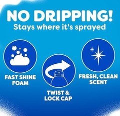 Windex Fast Shine Foam Glass Cleaner, No-Drip 19 Fl Oz (Pack of 1), White
