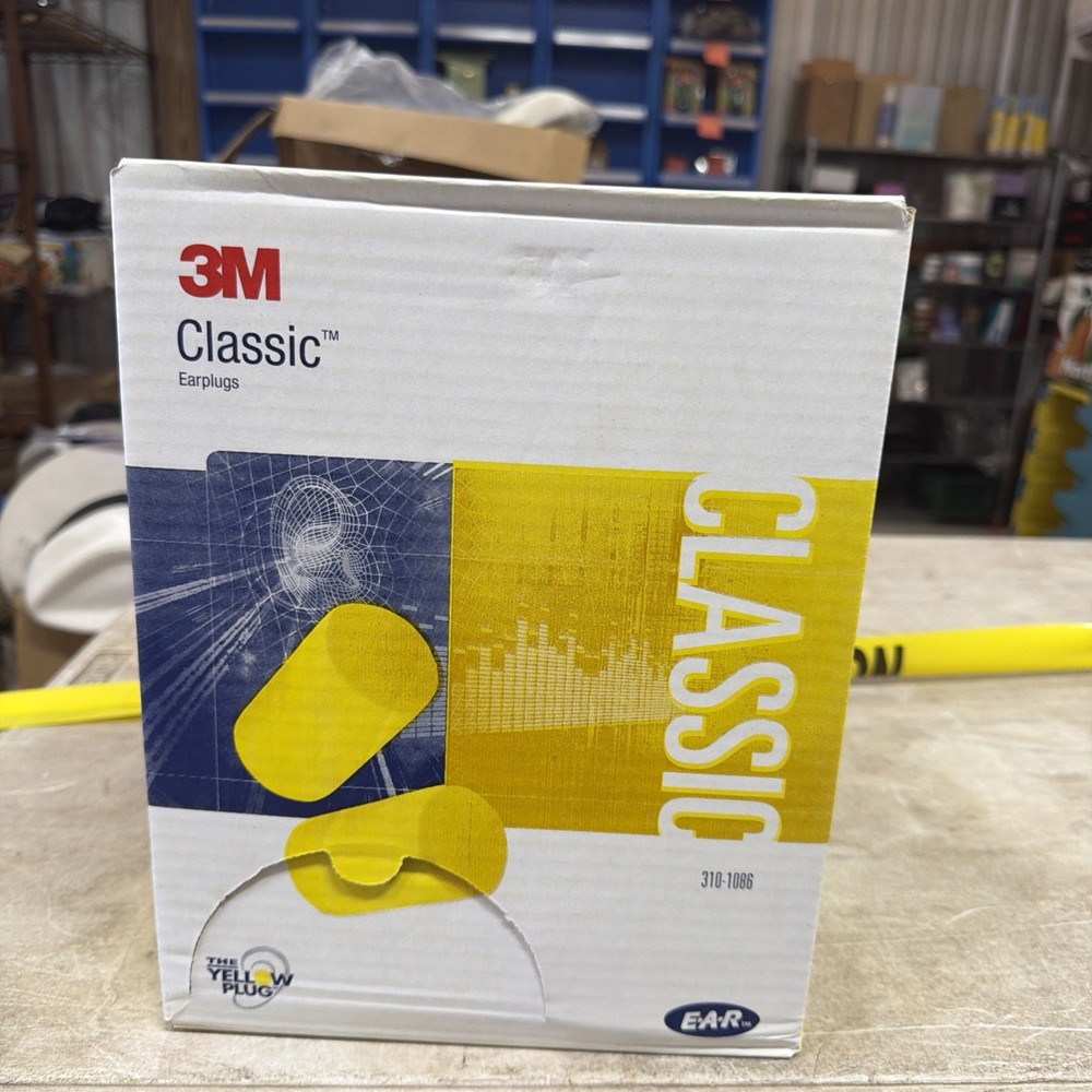 3M 312-1201 E-A-R Classic Disposable Yellow Foam Ear Plugs Box of 200 Pairs