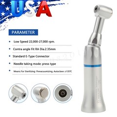 NSK Style Dental Slow Low Speed Contra Angle Handpiece Push Button E-Type Attach