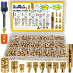 580+7PCS Heat Set Threaded Inserts Kit, M2, M2.5, M3, M4, M5, M6, brass color