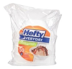 Hefty Everyday Soak Proof Foam Bowls Durable , 12 Ounce , White 50 Count