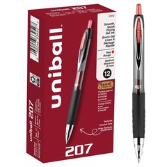 uni-ball® 207™ Retractable Fraud Prevention Gel 1 Count (Pack of 12), Red