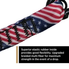 American Flag Tool Lanyard, Shock Absorbing w/Aluminum Locking Carabiner 15lb