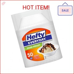 Hefty Everyday Soak-Proof Foam Bowls, 12 Ounce, 50 Count