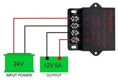 Power Regulator DC 24V to DC 12V 5A 60W Voltage Step Down Buck Converter Reducer