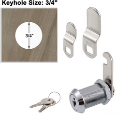Cam Lock Set 1-1/8 Inch Keyed Alike Chrome Finish for Cabinets Drawers Mailboxes