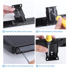 Slide Out Under Desk Keyboard Tray Pull Out Keyboard Drawer Shelf w/ Pen Holder