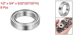 8pcs R1212ZZ 1/2″ ID x 3/4″ OD x 5/32″ Height Z3 Ball Bearings Silver Tone