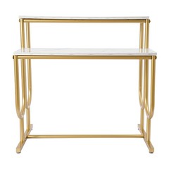 Modern Shoe Handbag Display Table, 2 Tiers Heavy Duty Display Stands White Gold
