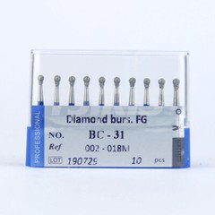 10Pcs Dental Diamond Burs FG Round Ball with Collor Standard 002-012M BC-43