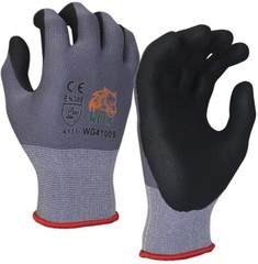 WOLF Work Glove Ultra-Thin Nitrile Foam Grip Palm Coated Nylon Shell 3 Pairs