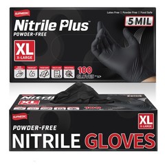 Supmedic Disposable Nitrile Gloves, 5Mil Chemical Resistant Powder-Free Latex-Fr