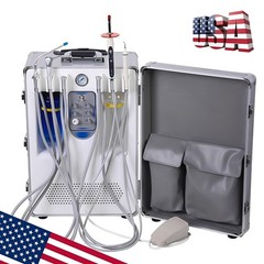 Portable Dental Delivery Unit System Mobile Suction with Air Compressor 4 Holes