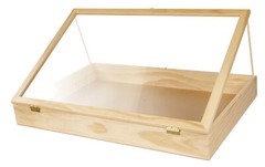 36 inch Portable Natural Pine Wood Countertop Display Case – 24″W x 36″L x 4″D