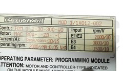 INDRAMAT MOD 1/1X012-002 PROGRAMMING MODULE 2000RPM 90A TDM 1.2-30-300-W0