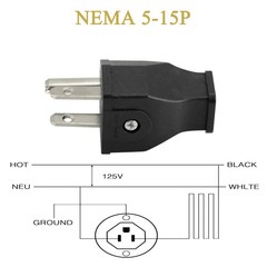 3 Prong Electric Plug Replacement Extension Cord Ends 125V 15A 2Pole 3Wire Ma…