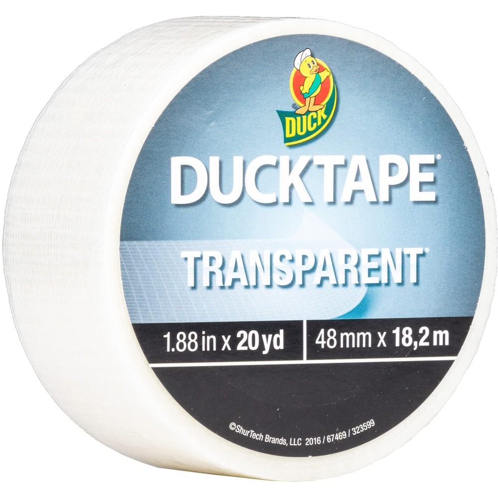 Transparent Duct Tape 1.88 in x 20 yd Easy Tear Clear Adhesive for Repairs