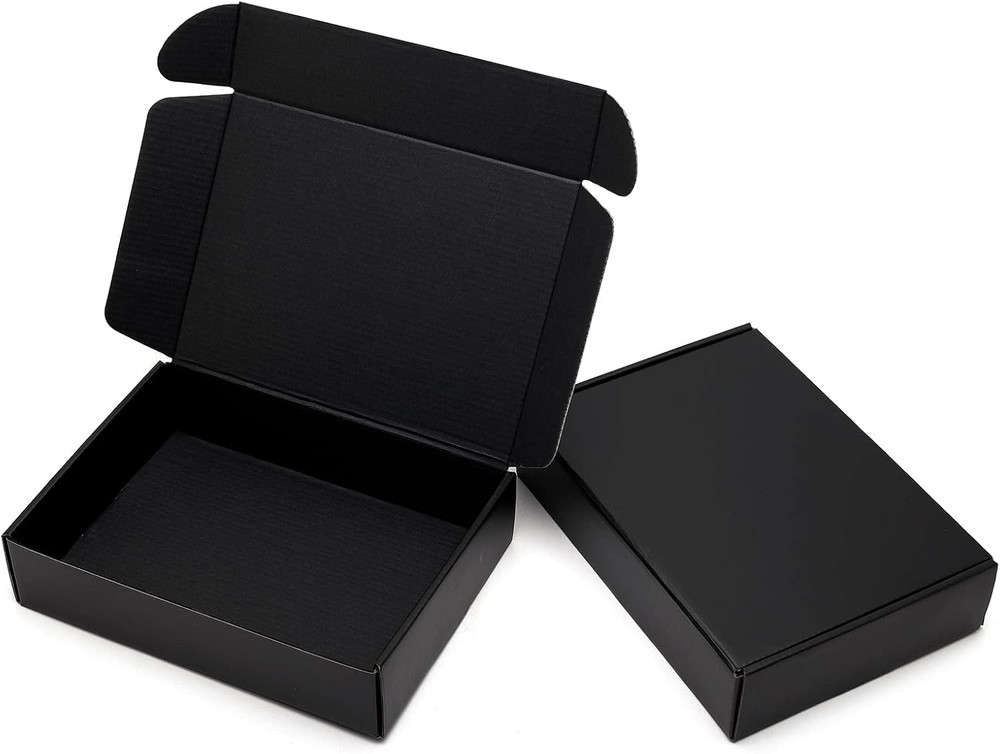 9X6.5X2 Inches Black Shipping Boxes 25 Pack – Corrugated Cardboard Mailing Box f