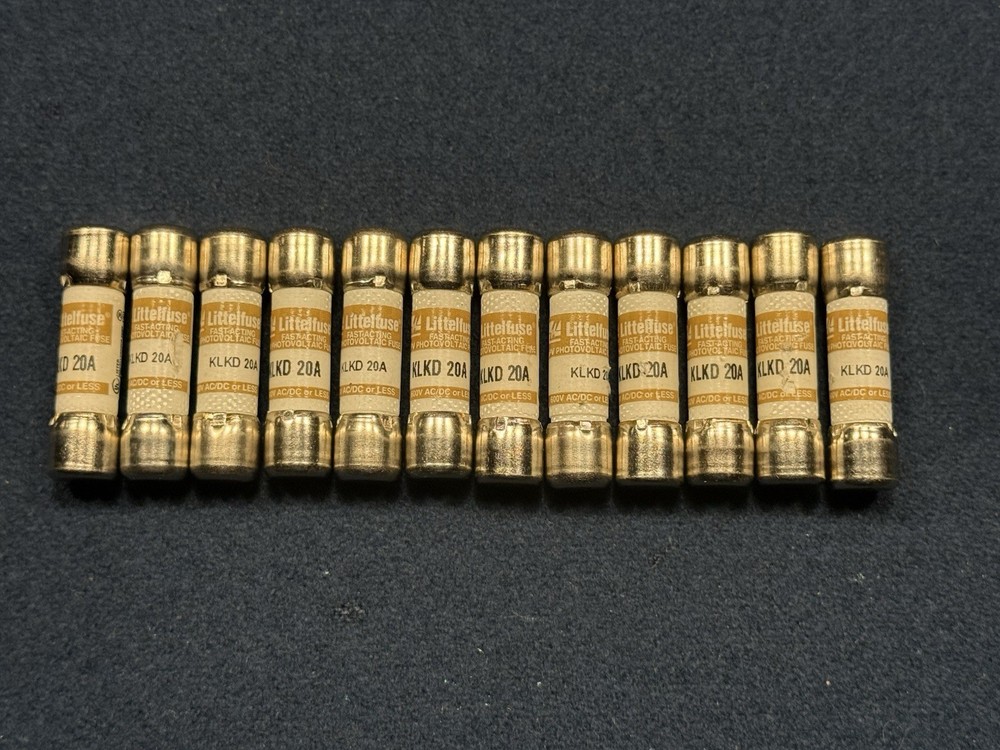 12 Pack – Littelfuse – KLKD 20 Amp Fuses 600 Volts [Used/Working], Fast Acting