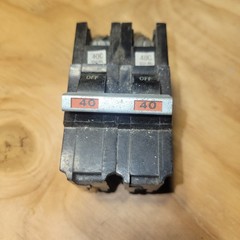 FPE Federal Pacific, 2-pole 40 Amp breaker. NA240 stab n lock red