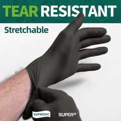 Supmedic Vinyl Disposable Exam Gloves, Black 4 X-Large, 100 X-large (Black)