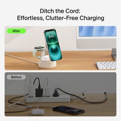 UltraCharge Pro 3-in-1 Magnetic Charging Dock with Qi2 25W, Sand