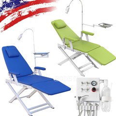 Sillón Dental Plegable Portátil + Luz LED Oral/Unidad de turbina dental 2/4 H