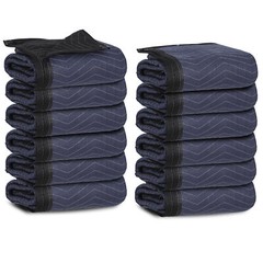 80″x72″ Furniture 24 Moving Blankets Protective Shipping Packing Pads Blue/Black