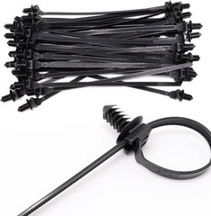 Push Mount Zip Ties, 8 inch Cable Tie Black 8.3×0.2inch (100Pcs),