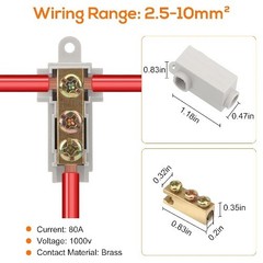 10PCS 6 AWG Gauge T Type Wire Connector Nut Kit 80A Quick Wiri Size: 6 AWG 80A
