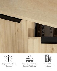 Fluted Corner Cabinet 2 Doors 2-Tier Shelves Light Oak Kitchen Bathroom