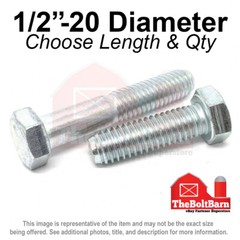 1/2″-20 Grade 5 Hex Cap Screws FINE Thread SAE Hex Bolts (Pick Length & Qty)
