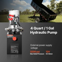 Uimoso 4 Quart Double Acting Hydraulic Pump Power Unit Pack DC 12V 22MPA SAE#6