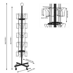 Greeting Card Rack Spins 20 Pocket Black Retail Display 6″ x 8 Cards Sign Holder