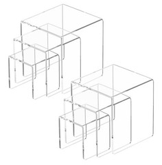 2 Sets Clear Acrylic Riser 3 4 5″ Stand Set Jewelry Collectible Showcase Display
