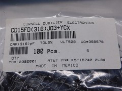 20 Cornell Dubilier CD15FD(316)J03 316pF 500V 5%Dipped Silver Mica Capacitors
