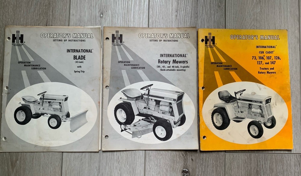 International Harvester Cub Cadet Tractor, 42” Blade & Rotary Blade Manuals